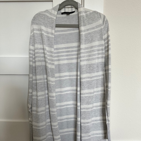 Grey and White Striped Cardigan - Picture 1 of 1